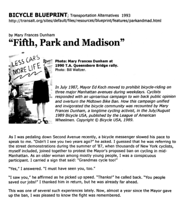 -19930000 mfd article Bicycle Blueprint - Fifth Park Madison